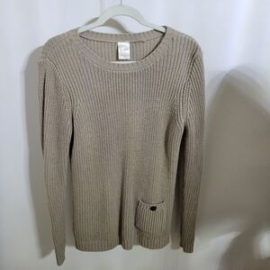 Blaire Taupe Crew Neck Sweater, Size Small